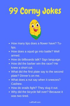 Image linking to a page of corny jokes for kids from LaffGaff. Corny Jokes For Kids, Jokes Dirty, Best Dad Jokes, Funny Corny Jokes, Lame Jokes, Terrible Jokes, Cheesy Jokes, Clean Funny Jokes, Jokes Hilarious