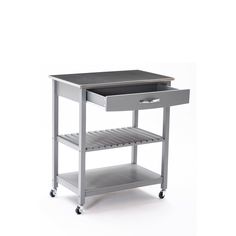 a kitchen cart with a drawer on the top