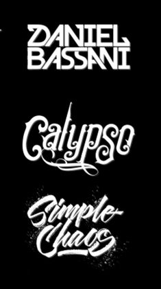 some type of font that is black and white with the words calypso, sample class