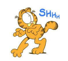 an image of a cartoon cat with the word shh on it's chest