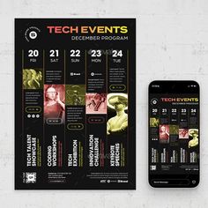 Event Schedule Calendar Flyer Template Event Schedule Design Poster, Festival Flyer Design, Calendar Poster Design, Calendar Flyer, Calendar Design Layout