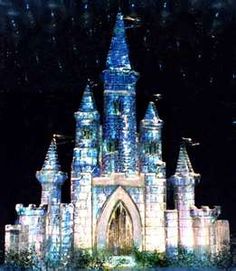 a castle made out of ice and snow flakes