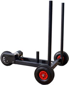 a black and red cart with two wheels