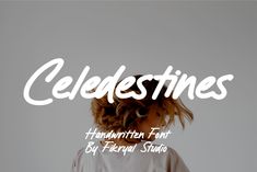 the handwritten font for celdestines is displayed in front of a white background