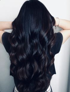 Very Dark Brunette Hair, Black Hair Color Inspiration, Soft Black Hair Color With Highlights, Dark Black Balayage Hair, Long Black Hair With Dimension, Hair Color Ideas For Layered Hair, Black With Dark Brown Highlights, Black Hair With Dark Highlights, Black Hair With Color Highlights