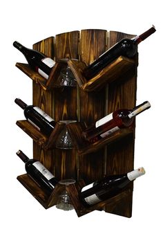 a wine rack made out of wooden planks