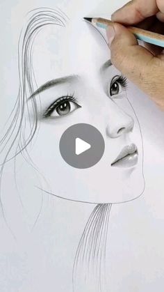 a woman's face is drawn with colored pencils