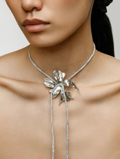 20 silk cord necklace featuring silver plated bronze flower shaped slide pendant Made in Vancouver, Canada Silk Cord Necklace, Dope Jewelry, Silk Cord, Cord Necklace, Silver Flowers, Flower Pendant, Jewelry Inspo, Flower Necklace, Necklace Silver