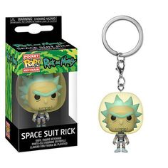 the pop keychain is in front of a box with an action figure on it