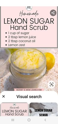 Bath And Body Recipes Diy, Hand Scrub Recipe, Body Scrub Homemade, Sugar Hand Scrub, Body Scrub Homemade Recipes, Homemade Sugar Scrub, Diy Sugar Scrub