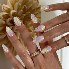 Wedding Guest Nails Ideas Almond, Japanese Nail, Colorful Nails, Floral Nail Art