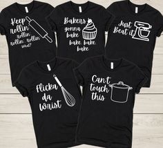 These are great team shirts for the kitchen crew. Make it a fun team day and wear these shirts as a group for cool pictures! DETAILS Our Bella Canvas t-shirts are SUPER soft and SUPER comfy. Roll the sleeves for a different look or even tie it in a knot at the bottom. Sleeves are only rolled for the picture. You can still get the rolled cuffed sleeved look by simply rolling them up! If you would like sleeves permanently cuffed, please pay the link at the bottom of this page to cover the cuffed s Kitchen Crew Shirts, Lunch Crew Shirts, Cooking Tshirt Design, Chef Tshirt Design, Funny Chef Shirts, Gift For Chef, Pun Shirt, Cooking Gift, Cooking For A Group