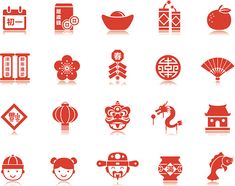 red and white chinese icons royalty photo