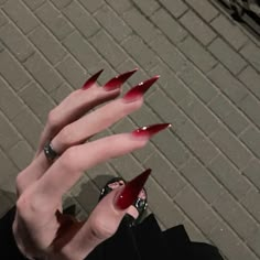 Cat Claw Nails, Vampire Core, Vampire Nails, Gothic Nails, Claw Nails, Goth Nails, Red Nail Polish