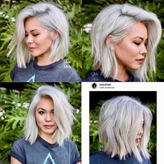 Medium Textured Bob With Curtain Bangs, Icy White Blonde Hair Short, Platinum Blonde Shaggy Bob, Silver Blonde Short Hair, Short Platinum Blonde Hair Dark Roots, Chin Length Platinum Blonde Hair, Edgy Lob Haircut, Short Icy Blonde Hair, Icy Blonde Bob