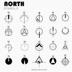 the north symbols are shown in black and white