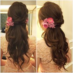 Wedding hairstyles by Crystal Wedding Party Hairstyles, Wedding Hairstyles Indian, Indian Engagement, Hair Style On Saree, Classic Wedding Hair, Diy Wedding Hair, Engagement Hairstyles, Bridal Hairdo, Hairstyles Indian