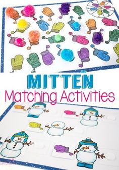 the mitten matching activities are great for kids to do with their winter themed crafts