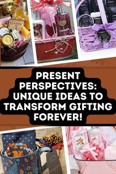 the words present, presents, and unique ideas to transform gifting for someone else