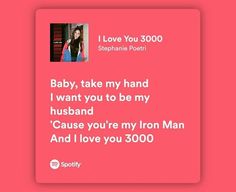 a pink card with the words baby, take my hand i want you to be my husband cause you're my iron man and i love you 3500