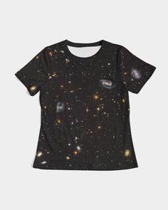 "Deep Space Shirt for Women, Space Gift for Astronomy Lovers, Space Shirt, Astronomy Shirt, Astronomy Gifts, Astrophysics and Space Discovery. We've chosen \"Deep Space\" name for this product regarding the branch of astronomy, astronautics and space technology that is involved with exploring the distant regions of outer space which are full of stars, black holes and many many galaxies. We made this all-over shirt for those who love space and astronomy. You can give it as a gift to your space-lover friends too. With premium wear-resistant fabric, this carefully crafted tee is a daily wardrobe essential. Dressed up or down, our Women's Tee offers complete comfort and style. * Smooth, comfortable fabric * Topstitch seam detailing * Crewneck Our products made especially for those who love sci Astronomy Outfit, Constellation Shirt, Astronomy Gifts, Space Technology, Astronomy Lover, Astronomy Gift, Space Shirts, Black Holes, Space Lovers