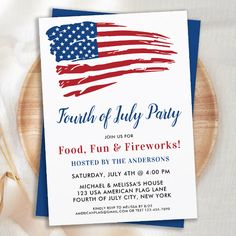 a fourth of july party with an american flag on it