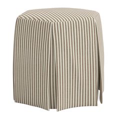 a brown and white striped ottoman cover