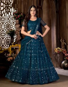 Plus Size Lehenga, Dupatta Top, Fancy Lehenga, Net Blouse, Net Blouses, Green Lehenga