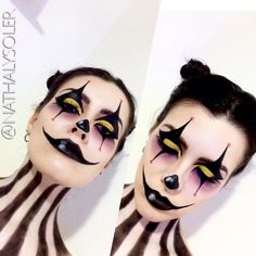 ❣️ freaky clown #halloween #clown #makeup Scary Black And White Clown Makeup, Black White Clown Makeup, Yellow Clown Makeup, Skull Clown Makeup, Creepy Clown Makeup Male, Freakshow Makeup, Scary Clown Costume Women, Killer Clown Makeup Women, Clown Makeup For Men