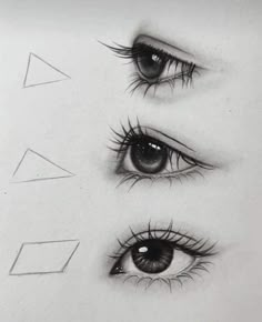 three different types of eyes with long lashes