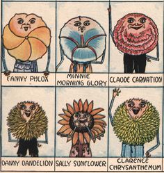 an old comic strip shows different types of clowns