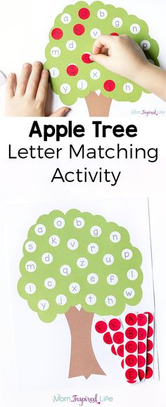 an apple tree letter matching activity for kids