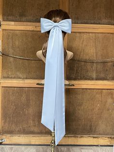 Blue hair bow, long tails bow, satin hair bow. Hair bow for women, hair bow clip, accessories. by TwincraftStore on Etsy Wedding Hair Bow, Prom 2k24, Bridal Bow, Blue Hair Bow, Satin Hair Bow, Blue Hair Bows, Bow Light, Light Blue Wedding