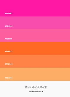 the color scheme for pink and orange is shown in this image, with different shades