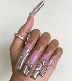 Chrome Acrylic Nails, Swarovski Nails, Glow Nails