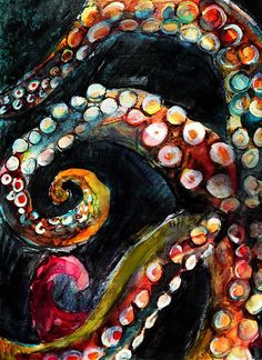 an octopus painting with lots of colors on it