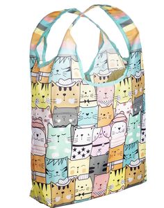 a colorful bag with cats on it