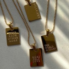 Inspiration Tag Necklace with Ball Chain – The Jewel Parlor Forever Necklace, Word Necklace, Necklace Quotes, Square Necklace, Tarnished Jewelry, Stylish Necklace, Waterproof Jewelry, Square Pendant, Engraved Necklace