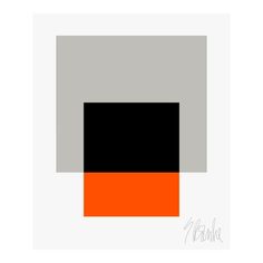 an orange and black square is in the middle of a white background with gray squares