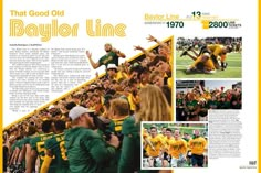 an article from the bayley line football team that features images of players in green and yellow uniforms