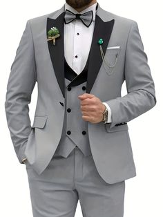 3pcs Men's Slim Fit Double Breasted Suit Set - Classic Lapel Jacket, Vest, and Suit Pants for Wedding, Banquet, Party, Business Occasions - High-Quality Male Clothing for Formal Events Warm Tips: 1. In order to meet the different needs of different buyers, we provide customized products. If you have any special needs, please contact us! 2. This product is not in stock. It will be made after the order is placed. The production time is 15-20 working days. No urgent orders are accepted! 3. The color of the actual items may slightly vary from the above images due to different computer setting, thanks for your understandingThe size is measured by hands, so it may be a bit tolerance (About 1-3cm) Material: Viscose Pattern: Solid color Fabric: Non-Stretch Collar Style: Peak Lapels Season: Spring/ Tuxedo For Men Wedding, Double Breasted Suit Men, Wedding Party Dinner, Blue Suit Men, Slim Fit Suit Men, Suits Clothing, Slim Fit Suits, Womens Golf Shoes, Tuxedo Suit