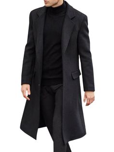 Free 2-day shipping. Buy Mens Winter Lapel Work Trench Coat Outerwear Long Sleeve Office Overcoat at Walmart.com Mens Wool Overcoat, Coat Ideas, Mantel Outfit, Mens Business Casual, Casual Trench Coat, North Face Parka, Business Casual Winter, Long Coat Men, Overcoat Men