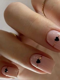 Chic Nail Art, Candy Cane Nails, Beauty Hacks Nails, Work Nails, Black Hearts, Acrylic Nails Coffin Short, Elegant Nails, Square Acrylic Nails, Classy Nails