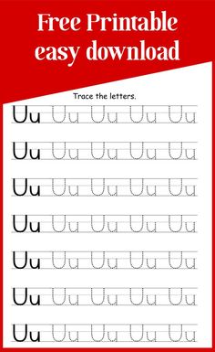 the printable letter u worksheet for kids to practice handwriting and writing skills