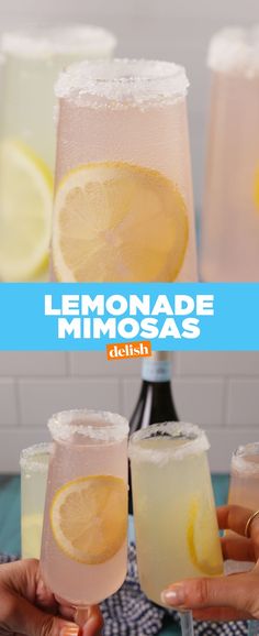 lemonade mimosas are served in small glasses