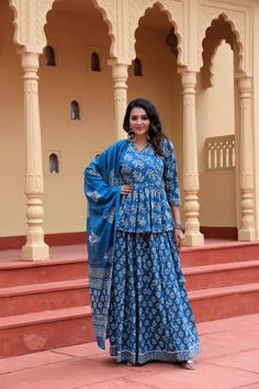 Traditional Hand Block Print Designer Lehenga Choli with Pure Cotton Dupatta