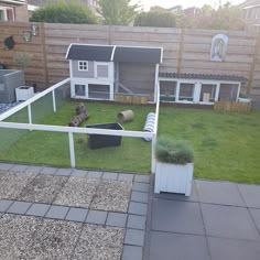 the backyard is clean and ready to be used as a pet house for dogs or cats