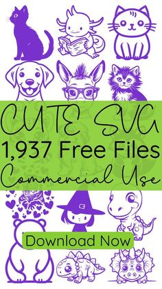 an image of some cats and dogs with the text, cute svg 1933 free files