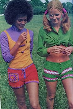 Instant Download PDF Pattern  Crochet Shorts Sizes 6 - 12  (pattern only -  not the finished item) Vintage Hippie Fashions for Sizes, Materials and gauge see pic #2 (lace up shorts) and 3 (banded shorts) above  These are vintage patterns. Recommended materials may no longer be available, but often acceptable substitutes can be found - Just make sure they meet gauge requirements. Includes an additional PDF called The Basics This 6-page PDF Download contains information on Crochet & Knitting Abbreviations, Crochet & Knitting Stitches & Techniques, How to make an Afghan Stitch, How to Finish Buttonholes, How to Cover Button Rings, make Pompoms, Weave Seams, Basic Embroidery Stitches, Needlepoint Stitches, and more INSTANT DOWNLOAD This means no shipping cost to you! It also means no waiting f Womens 70s Fashion, 70s Mode, Crochet Shorts Pattern, Hippie Shorts, 70s Shorts, Hippie Mode, Hot Pants Shorts, Shorts Crochet, Beachy Outfits