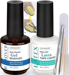 PRICES MAY VARY. NAIL POLISH REMOVER: The gel nail polish remover kit includes 1pc gel polish remover and 1pc latex tape for nails, a nail file, and a cuticle pusher, this is a brand new gel polish remover kit, all of these products help to remove gel polish effective and fast, nail art design cuticle guard. You can now just "paint" your nails and 3-5 minutes later scrape them off! GEL POLISH REMOVER: The gel nail polish remover is a healthy resin material, formulated with organic solvents, whic Gel Nail Polish Remover, Remove Gel Polish, Gel Nail Removal, Nail Problems, Gel Remover, Nail Drills, Nail Remover, Nail Oil, Nail Style